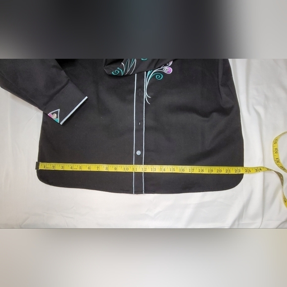 Bob Mackie Wearable Art Black Button-down Embroidered Shirt Size M - Picture 16 of 16